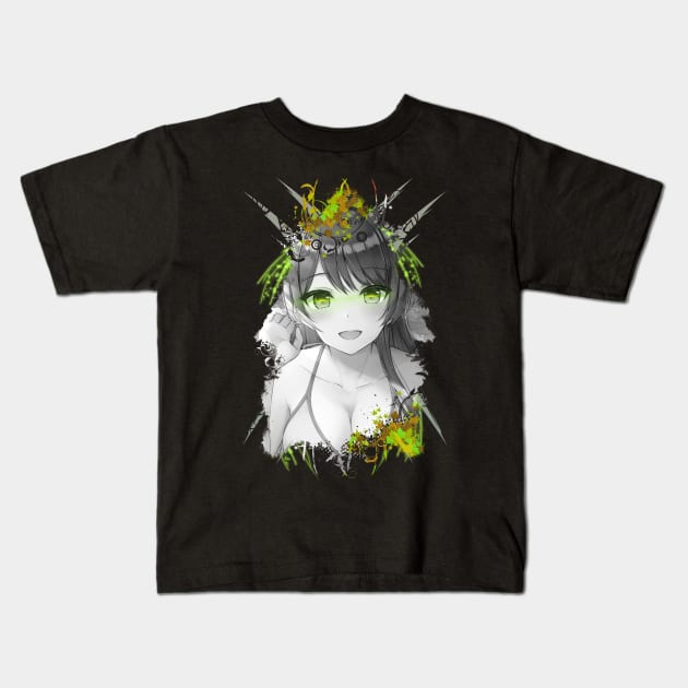 Cute Girl - Green V Kids T-Shirt by Scailaret